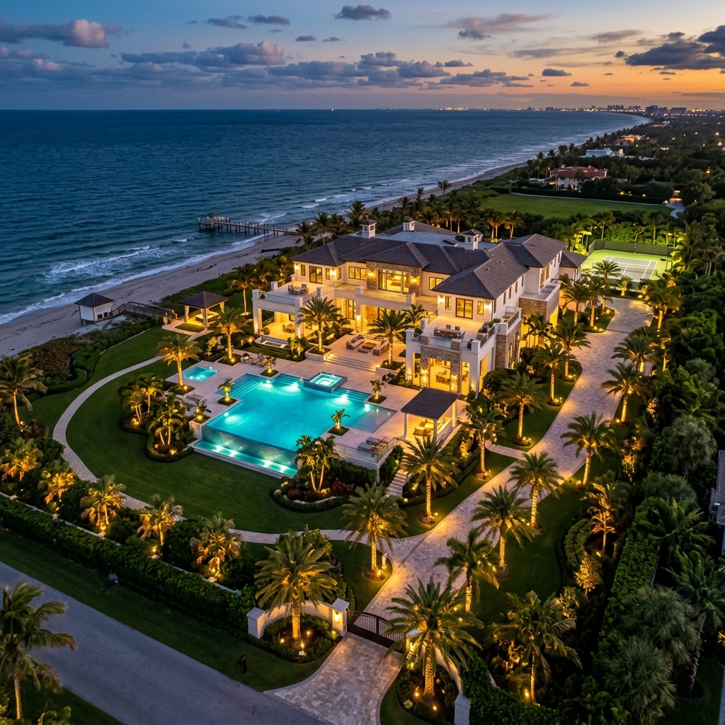 Oceanfront estate exterior � luxury smart home
