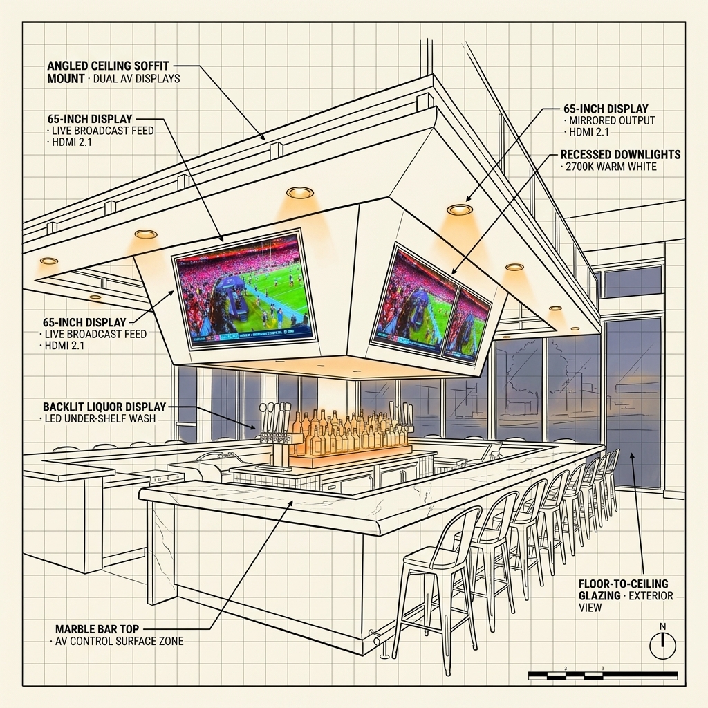 Commercial Sports Bar Technical Sketch
