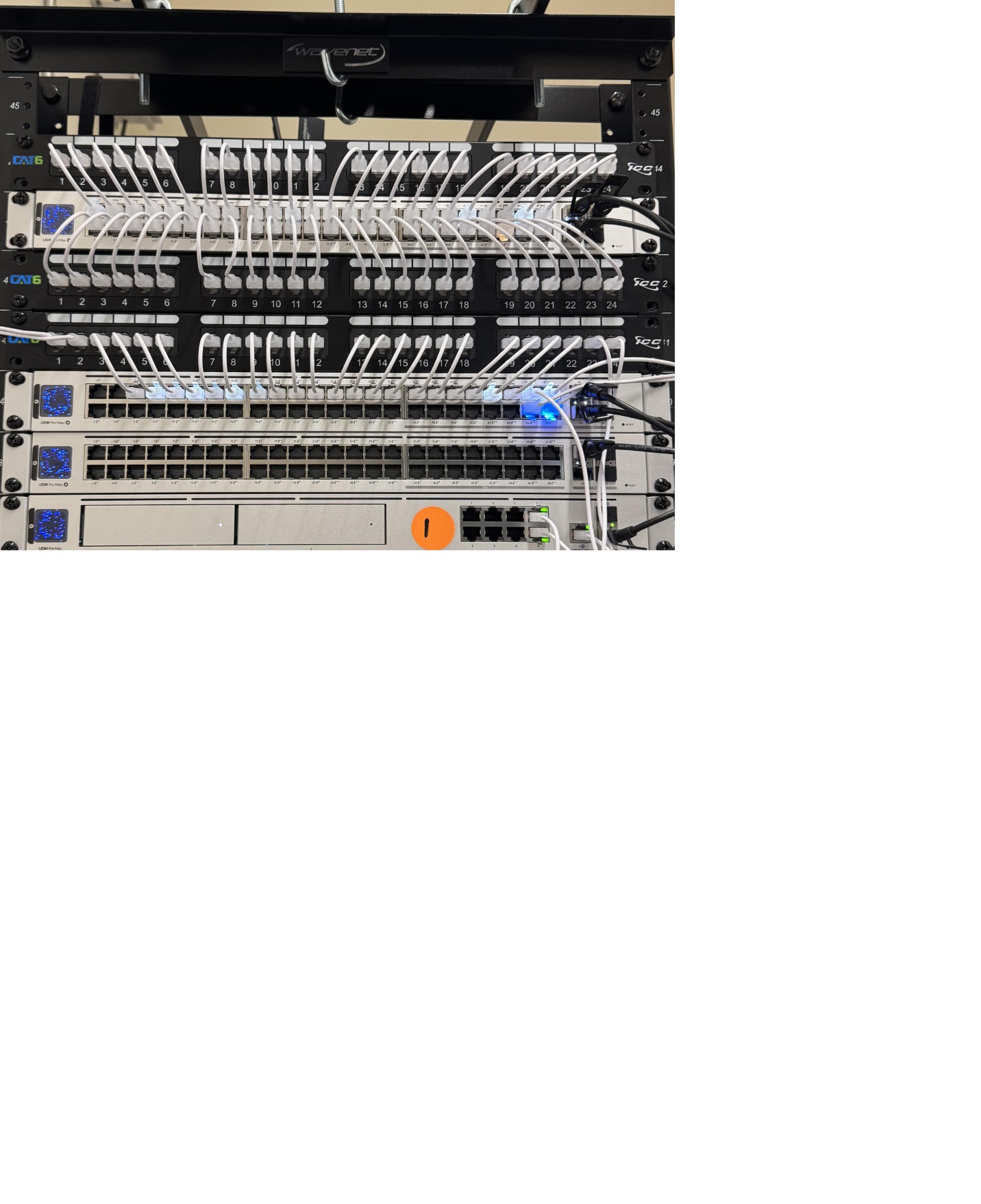 Enterprise-grade Ubiquiti and Meraki network rack